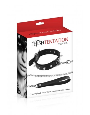 Collier à pointes  laisse - Fetish Tentation