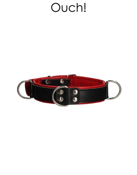 Collier Bondage Deluxe rouge et noir - Ouch!