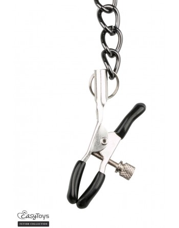 Collier cuir avec chaînes de seins - Easytoys Fetish Collection