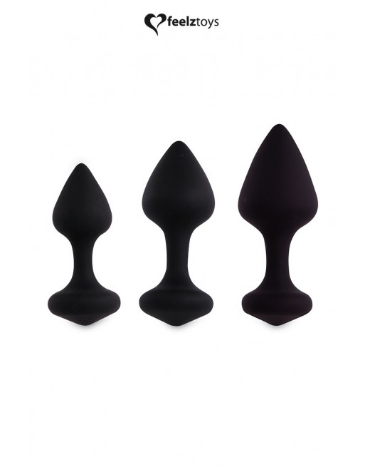 Coffret 3 plugs anal Bibi - noir