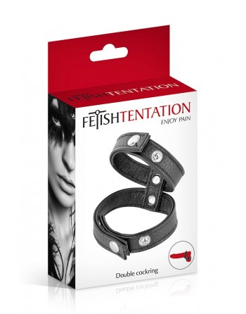 Double cockring simili cuir - Fetish Tentation