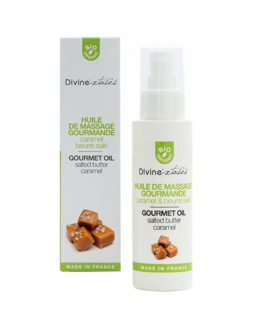 Huile de massage gourmande BIO Caramel - Divinextases