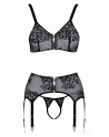 Ensemble coquin ouvert 3 pièces gris - Cottelli Lingerie