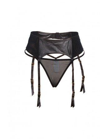 Porte-jarretelles wetlook avec string noir