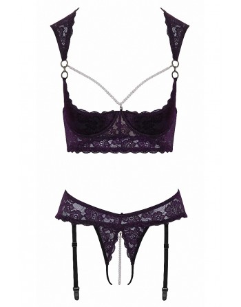 Ensemble lingerie ouverte violet - Cotelli Lingerie