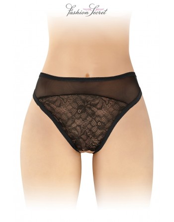 Tanga noir ouvert Ava - Fashion Secret