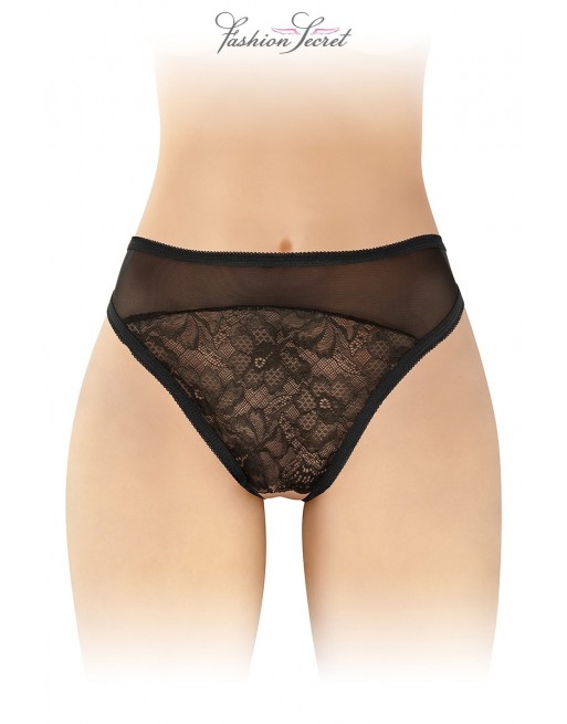 Tanga noir ouvert Ava - Fashion Secret