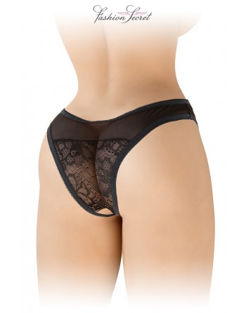 Tanga noir ouvert Ava - Fashion Secret