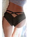 Tanga noir en dentelle fine