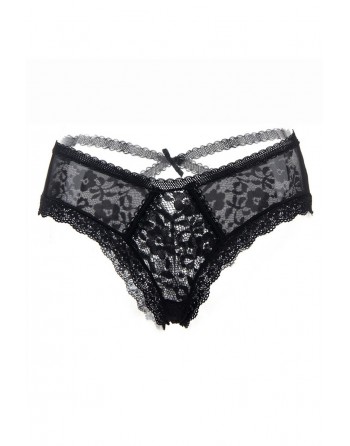 Tanga noir en dentelle fine