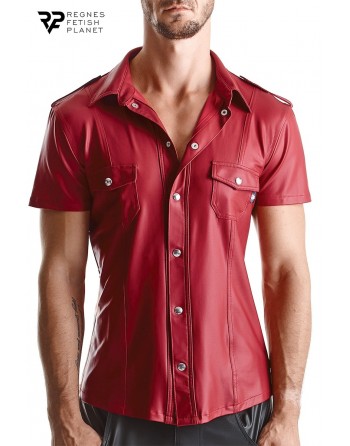 Chemise manches courtes wetlook rouge Carlo - Regnes