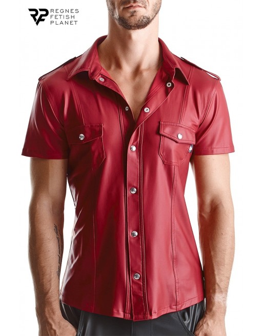 Chemise manches courtes wetlook rouge Carlo - Regnes