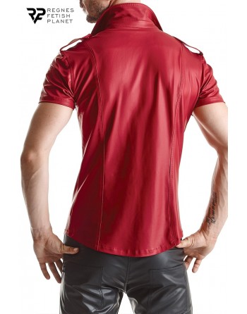 Chemise manches courtes wetlook rouge Carlo - Regnes