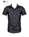 Chemise manches courtes wetlook noire Luca - Regnes