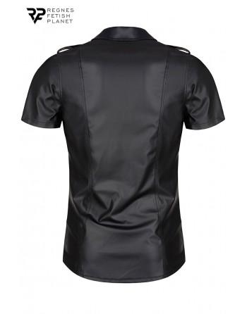 Chemise manches courtes wetlook noire Luca - Regnes