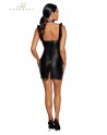 Robe courte wetlook et tulle F257