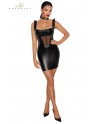 Robe courte wetlook et tulle F257