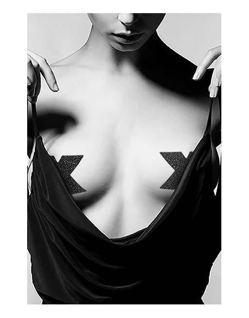 Bijoux de seins Flash Croix Noir